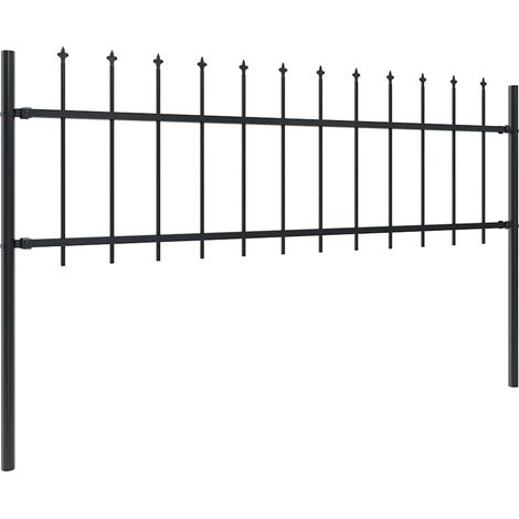 Gartenzaun mit Lanzenspitzen Stahl 3,4 x 0,6 m Schwarz