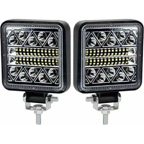 Phare de travail LED 102 W – 10 200 lm, 12–24 V, pour voiture, camion, tracteur ou bateau – Lot de 2 projecteurs haute puissance