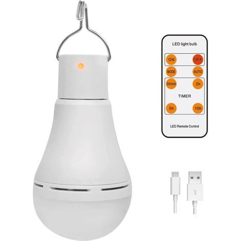 Ampoule rechargeable USB avec télécommande-7W LED dimmable-urgence camping extérieur (1/5)