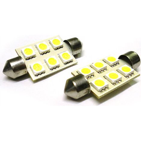 24V Lampada Led Siluro T11 C5W 41mm 6 Smd 5050 Bianco Camion (1/3)