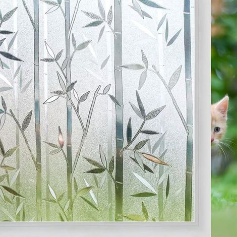 Lámina para ventanas con estampado de bambú de 17,7 x 78,7 pulgadas para mayor privacidad，papel pintado para vidrio，ideal para dormitorio (1/5)