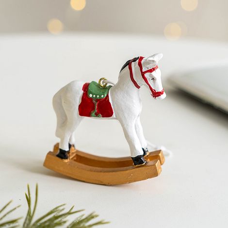 Cheval à Bascule - Ornament De Noël En Résine - Décoration Arbre De Noël Intérieur - Lot De 1 Pièce Vert (1/5)