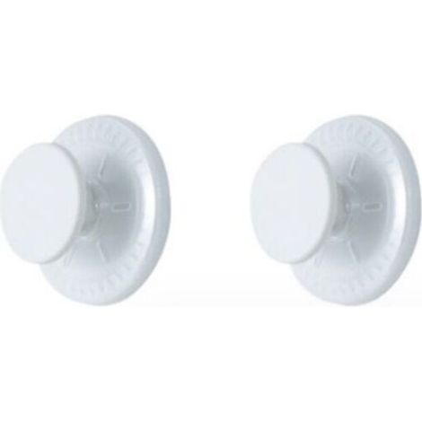 White Round Wall Hooks (Set of 2, 3.3 x 6.4 cm), High Quality Plastic with Strong Suction Cup, Self-Adhesive Wall Hooks for Towels, Bathrobes and Jackets - No Drilling or Screws Required (1/5)