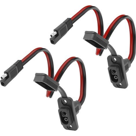 Quick connector adapter, 12 AWG extension cord, side power port, temperature resistant, universal solar, battery charger (2 pieces, 0.3 m), SAE (1/5)