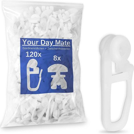 Ensemble de 128 roulettes pour rideaux, roulettes silencieuses nano en plastique, roulettes à billes, pièces de rechange pour rideaux (1/5)