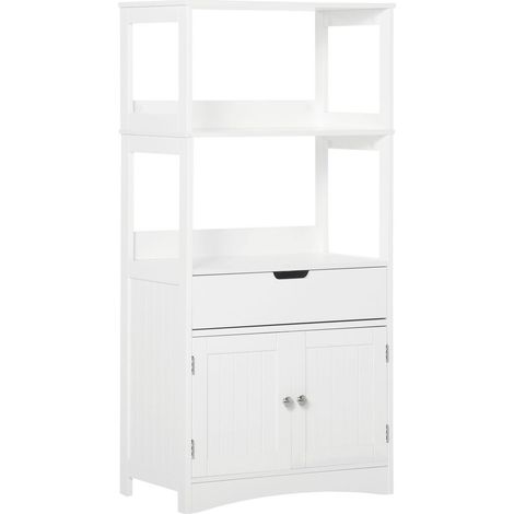 MOBILE BAGNO CON MENSOLE NARMADIETTO E CASSETTO 60X33X122.5CM IN LEGNO BIANCO (1/5)
