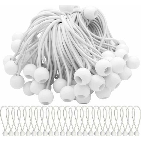 BUNTHAUS 75 Stück elastische Schnüre mit Kugeln – ideal zum Sichern von Festzelten, Zelten, Bannern und Planen – INHHUB