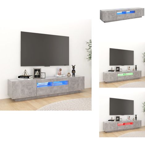 TV-Schrank mit LED-Leuchten Betongrau 180x35x40 cm - TV Schrank - Holzwerkstoff Möbel - LED Beleuchtung - Wohnzimmer Deko - Moderner TV Stand (1/5)
