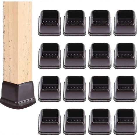 Lot de 24 protège-pieds de chaise carrés en feutre, compatibles avec toutes les chaises. Patins de protection pour meubles en feutre. (1/5)