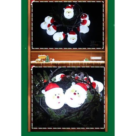 20 LED Père Noël 3 mètres Guirlande Lumineuse interieur à Piles Blanc Décoration de Noël Romantique Maison Chambre Cadeau Fête (1/3)
