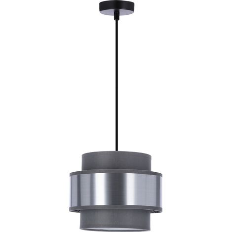 Suspension décorative noire abat-jour gris argent E27 (1/2)