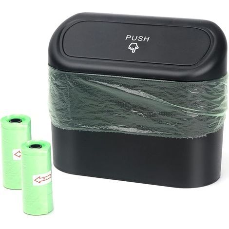 Poubelle de voiture compacte (noire), avec couvercle, étanche (1/5)