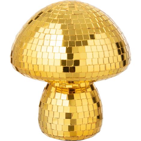 Champignon Disco en Verre "Miroir" 23cm Jaune