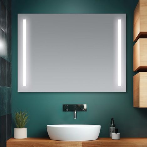 Specchio bagno 105x70 cm con LED laterali e installazione reversibile (1/5)