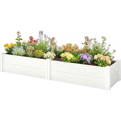 Potager surélevé en plastique à monter soi-même châssis froid 197 x 54 x 33 cm blanc