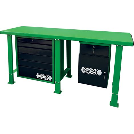 Banco da lavoro 200 cm con 2 cassettiere verde nero GR21 DERBY (1/3)