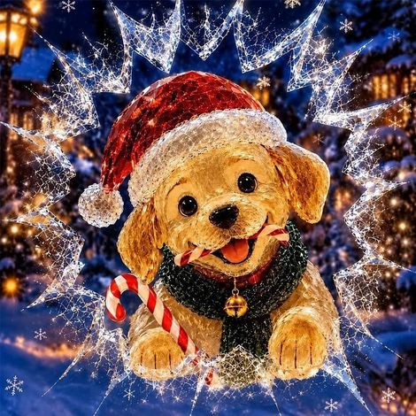 Personalized, portable, and practical Crystal Santa Claus Window Christmas window decoration, 5038cm - Puppy Christmas window decoration.