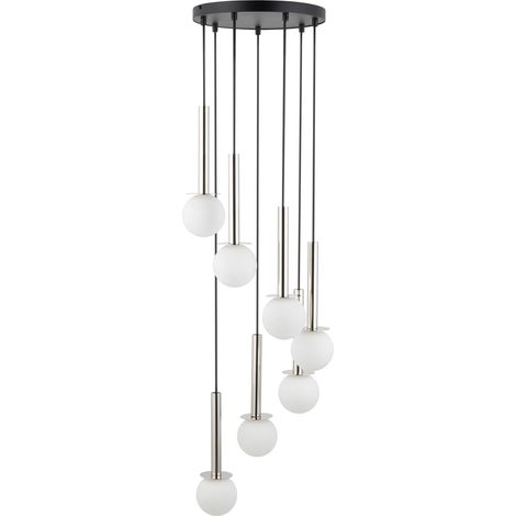 Suspension DAISY argent 7 globes verre blanc G9 Sigma (1/2)