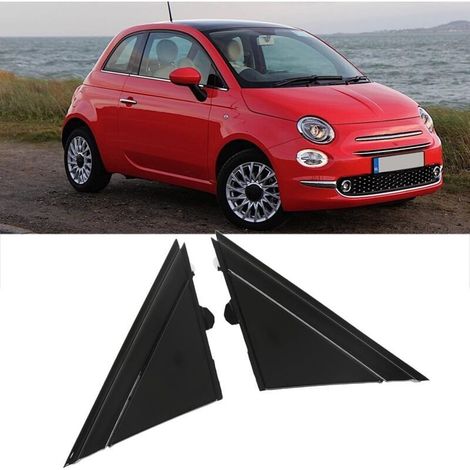 Couvercle de Drapeau de Rétroviseur de Porte 1SH17KX7AA Rétroviseur Gauche Droite Triangle Plaque Garniture Remplacement pour FIAT 500 2012 à 2017 (Noir brillant)