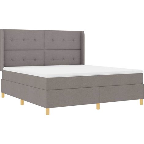Maison Exclusive - Lit à ressorts avec bandes LED Taupe 180 x 200 cm tissu (1/5)