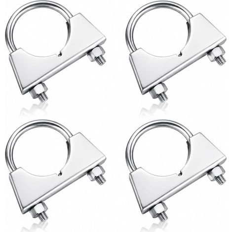 colliers de serrage ronds pour tuyau d'échappement de 50 mm en acier galvanisé avec écrou, Collier de serrage échappement voiture, pot d’échappement, fixation tuyaux (1/5)