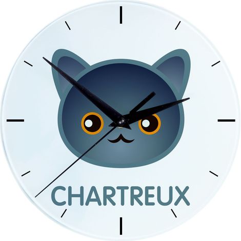 Chartreux - Reloj de MDF con gráficos e inscripción de Art-Dog (1/4)