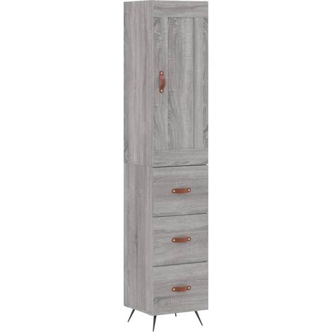 Buffet bahut commode armoire meuble de rangement organisateur cuisine salle de séjour salon haut sonoma 34,5 x 34 x 180 cm bois d'ingénierie gris