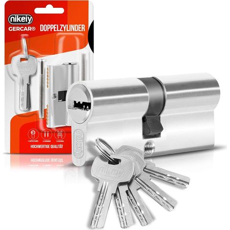Cylindre de serrure profilé 45/45 double cylindre de serrure de porte - Avec 5 clés - Individuel - Longueur : 90 mm, A:45 B:45 - Lot de 1 (1/5)