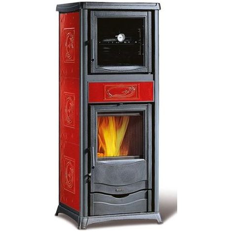 La Nordica – Poêle à bois avec four raccordable 9.4 kW – Évacuation des fumées supérieure – Capacité du four 37 L – Pour bûches jusqu'à 33 cm (1/3)
