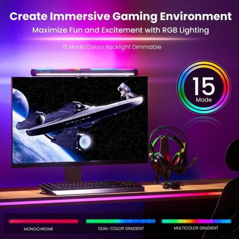 LED Lampe Ecran PC USB d'ordinateur 40CM RGB Light Bar Monitor Computer, Lumière Ambiante Réglable 15 Couleurs d' Eclairage (1/5)