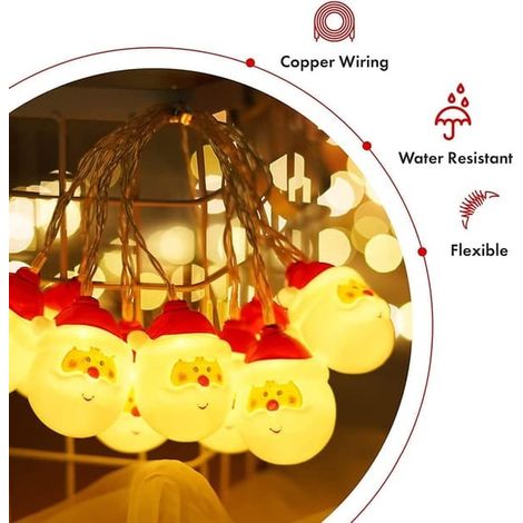 Guirlande lumineuse LED pour sapin de Noël avec Père Noël, 3 m, 20 lumières décoratives, guirlande de Noël pour la maison, le jardin, la chambre et (1/3)