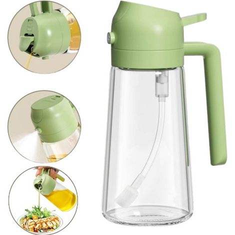 Flacone dosatore per olio, flacone spray, flacone versatore con funzione spray e versatore, ausilio in cucina per ristoranti, cottura, grigliate e barbecue, verde, 7,7 (1/5)