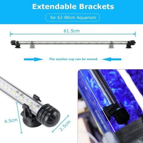 (Blanc et Bleu)Éclairage Aquarium - LED - 58cm - Étanche IP68 - 10 Niveaux de Luminosité - RGB Bleu & Blanc (1/3)