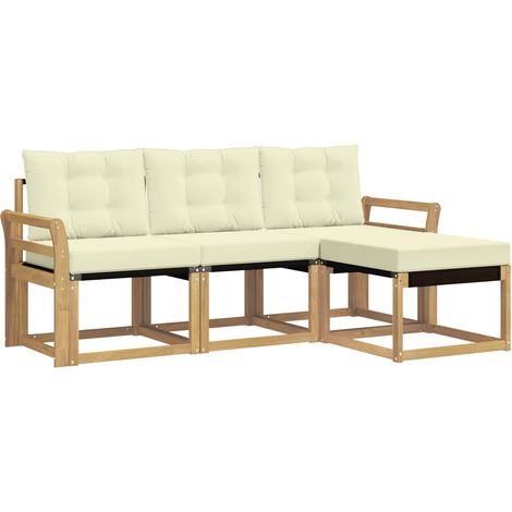 Set di divani da esterno con cuscino 4 pcs Bianco e Crema vidaXL