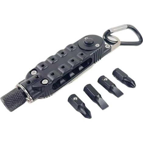 Porte-clés tournevis multifonctionnel - Mini outils avec lumière LED ouvre-bouteille (1/4)