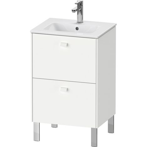 Duravit Brioso meuble sous lavabo debout Compact 52,0 x 41,9 cm, 2 tiroirs, avec découpe pour siphon et tablier, pour lavabo ME by Starck 233653, Couleur (avant/corps): Décor blanc mat, poignée blanche matte - BR440801818 (1/2)