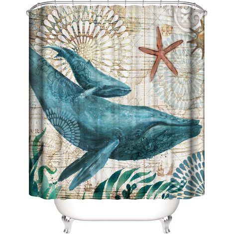 Rideau de Douche de Baleines 180180 cm, Rideau de douche Navig