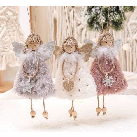 3 Christmas Tree Ornaments, Plush Hanging Angels for Tree, Christmas Angel Decorations (1/4)