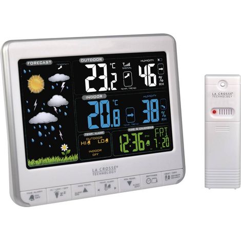 Station météo sans fil couleur avec écran LCD – Précision 0.1°C – Transmission 90m – Alarme programmable – Rétro-éclairage réglable – Achat Nature (1/3)