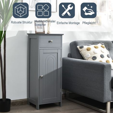 Mobiletto da bagno con cassetto e ripiani regolabili, grigio