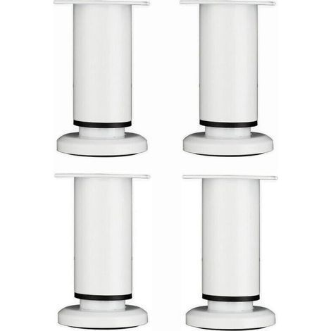 4 Pièces Pieds de Meubles Réglables 12cm Blanc Jambe de Table Rond en Métal pour Canapé Armoire Lit avec Vis (1/5)