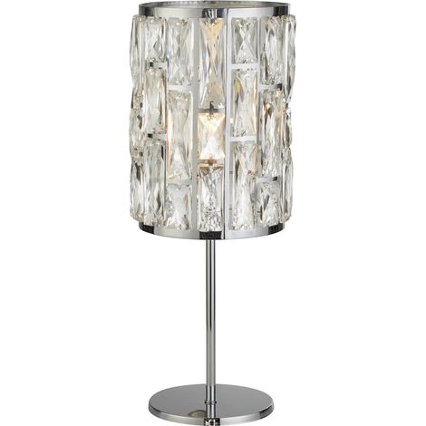 [GEBRAUCHT] B-Ware Searchlight Tischleuchte Lampe Bijou Kristallglas chrom Glas transparent 43,5 cm (1/2)