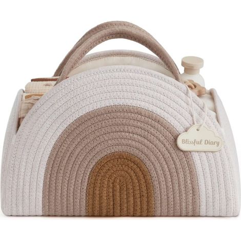 Boîte À Couches - Panier De Rangement En Corde De Coton - Pour Chambre Bébé Salon Voiture - 37 x 27 x 22 cm - 1 Pièce (1/5)