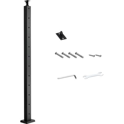 Mophorn Ringhiera per recinzione da balcone 1067x108x68 mm per giardino, terrazza o ponte in acciaio inox, kit di palo per balaustrata da esterno, nero