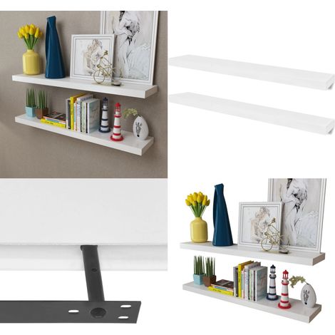 2 Étagères murales MDF Blanc Rangement de livres/DVD - Etagere Murale - Rangement Mural - Étagère Blanche - Meuble Blanc - Décoration Murale - Home & Living (1/5)