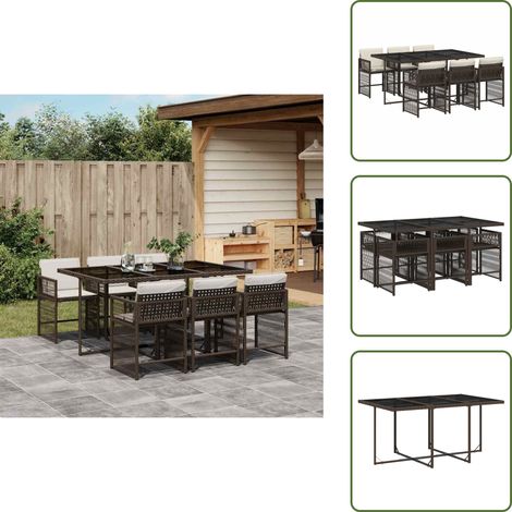 Ensemble à manger de jardin et coussins 7 pcs marron rotin - Meubles De Jardin - Salon De Jardin - Set De Jardin - Ensemble De Salle À Manger De Jardin - Résine Tressée (1/5)