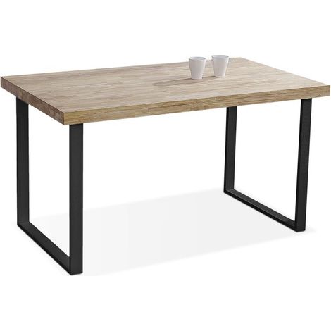Mesa de comedor Iris fija en roble nordish y negro para salon diseño industrial 140x80x76,5 cm (1/6)