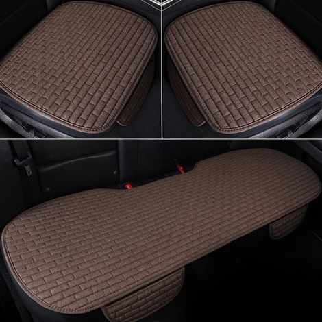 Cojín para asientos de coche delanteros y traseros,transpirable y antideslizante,juego de tres piezas en negro y rojo (1/5)