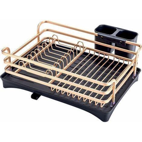 1 Égouttoir à vaisselle double, aluminium, structure démontable, plateau récupération, cuisine (1/5)