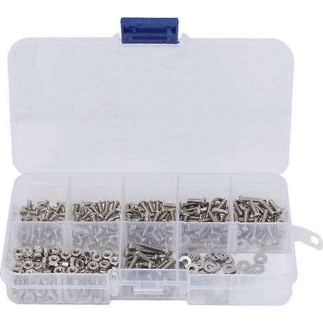 Assortiment de 360 vis, boulons, écrous et rondelles cruciformes en acier inoxydable M2.5